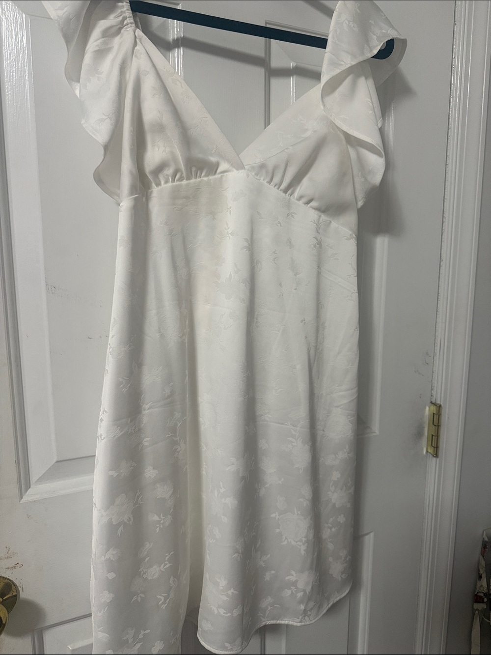 Altar'd State White Floral Mini Dress with Ruffle Straps